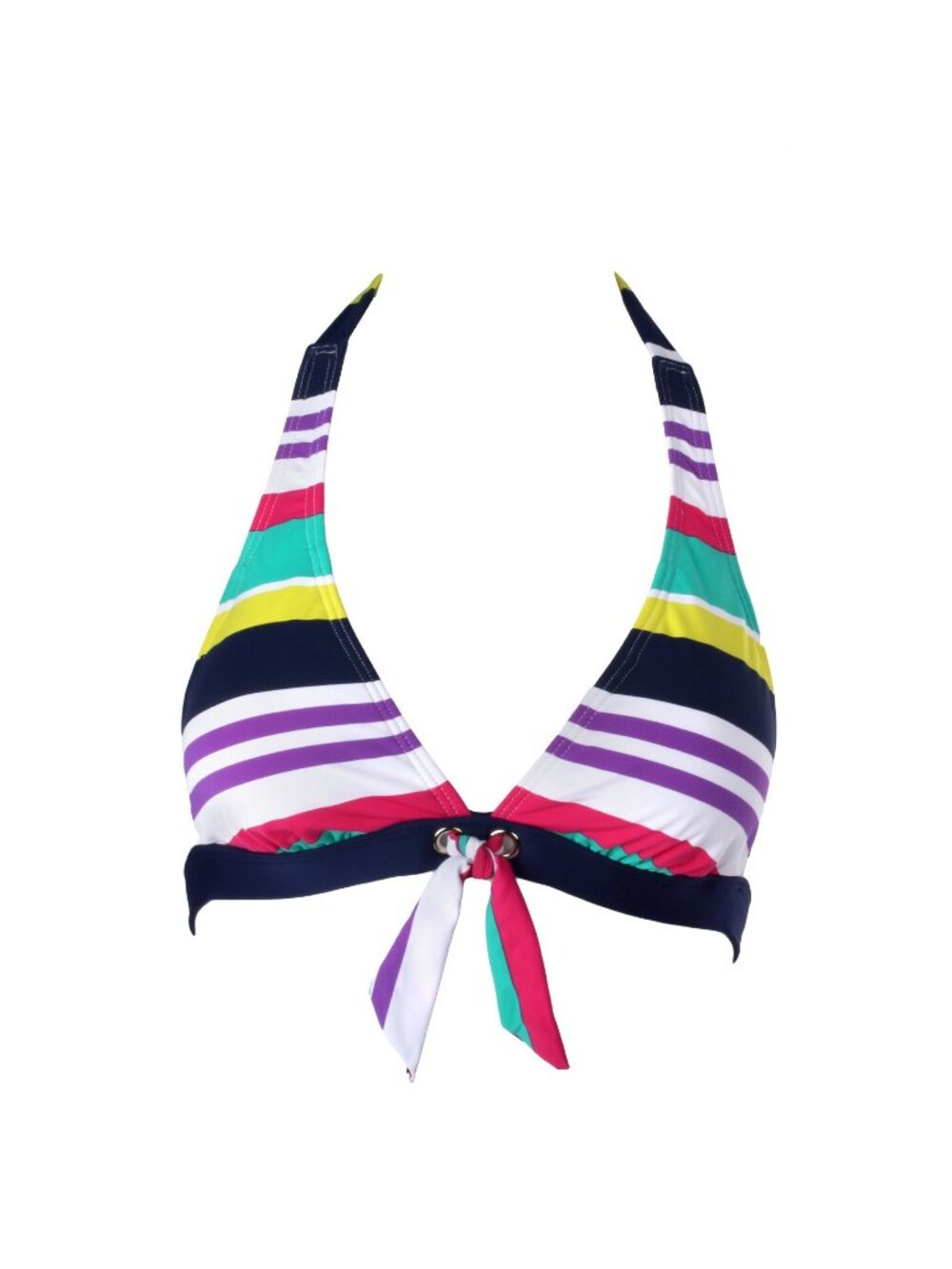 Splendid Removable Soft Cup Halter Bra SP5232 White Striped Bikini Top NWT
